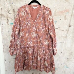 Marea Cala Rosado Elizabeth Block Print Dress